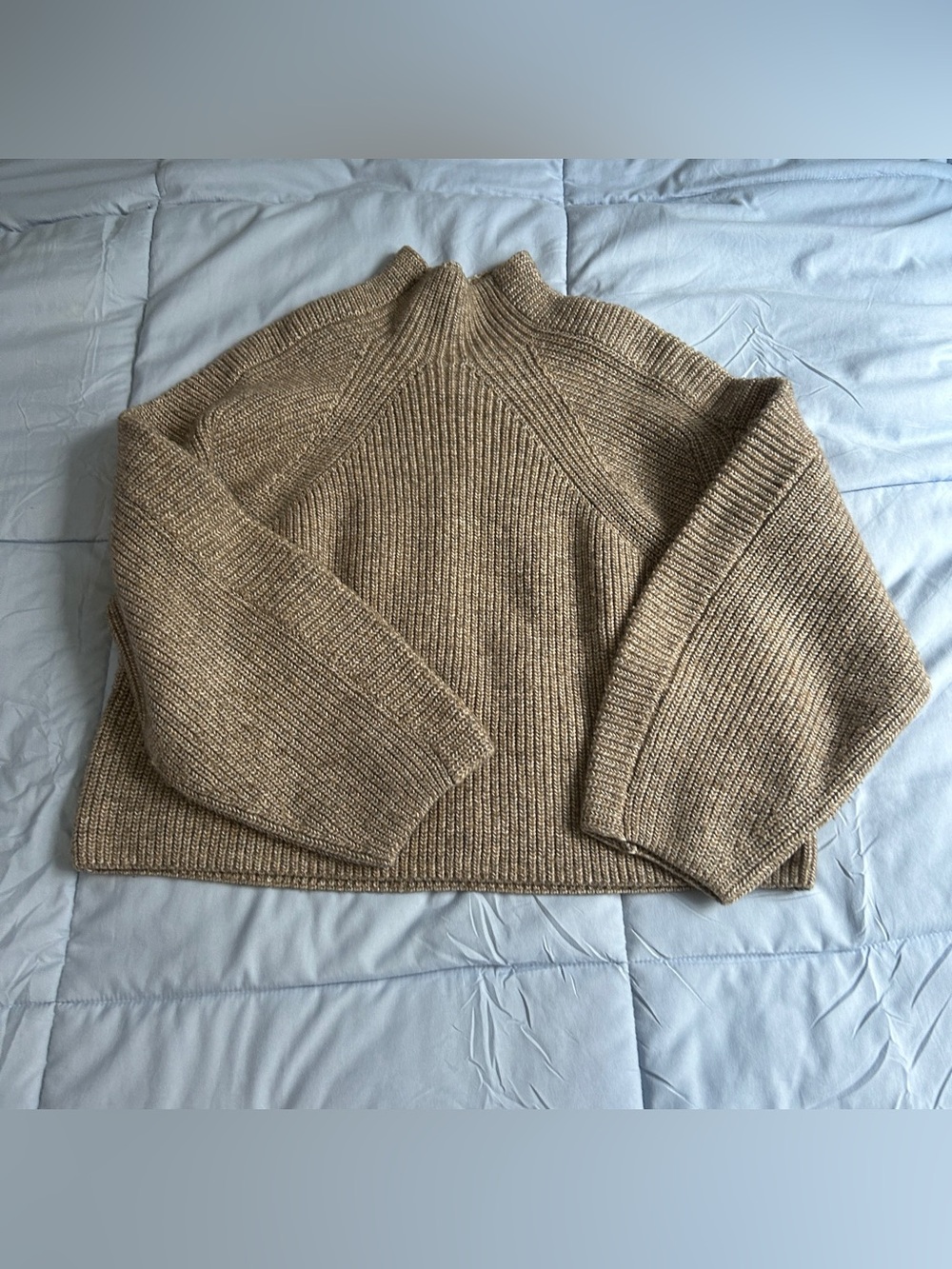 H&M Cozy Mock Neck Knot Sweater Relaxed Boxy Women’s Medium Beige